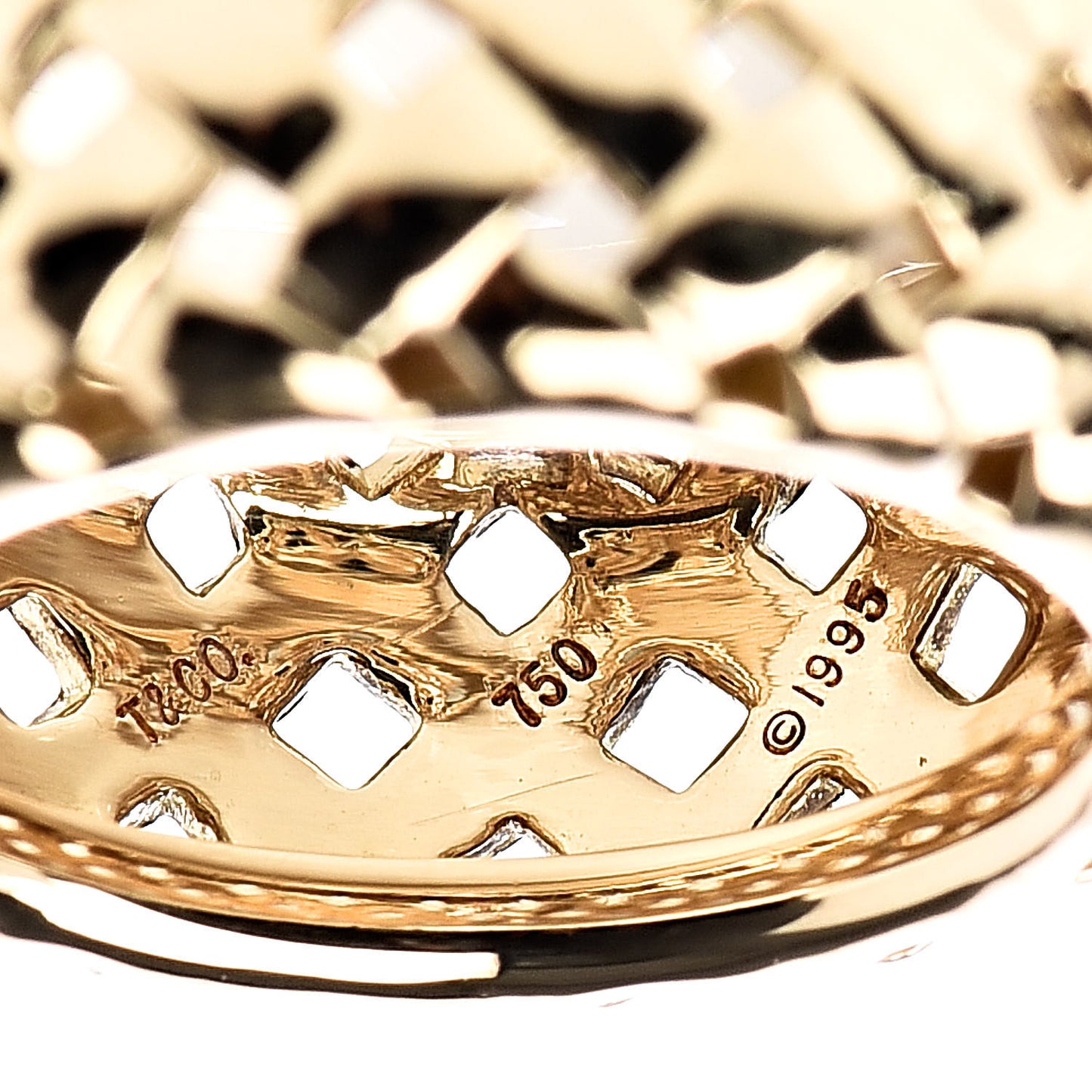 18K Yellow Gold Vannerie Dome Ring 48 4.5