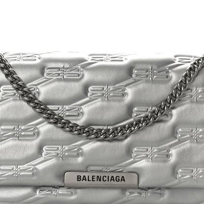 Balenciaga Nappa Allover License BB Monogram Embossed Medium Triplet Bag Silver 9 of 11
