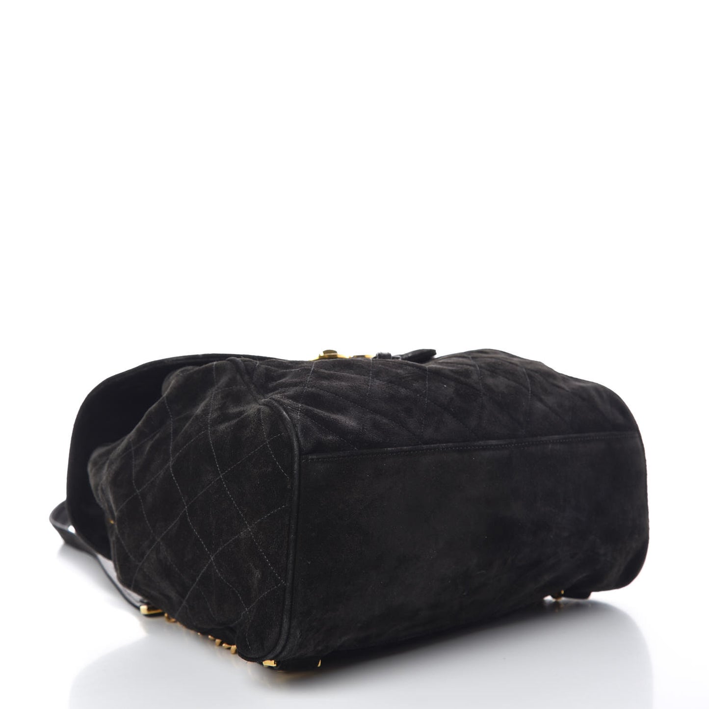 Suede Quilted Drawstring Backpack Black