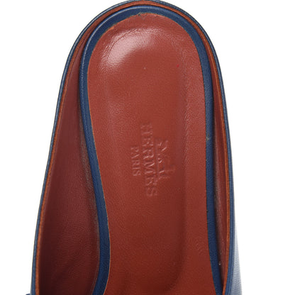 Hermes Goatskin Rivoli Mules 36 Bleu Maritime 6 of 11