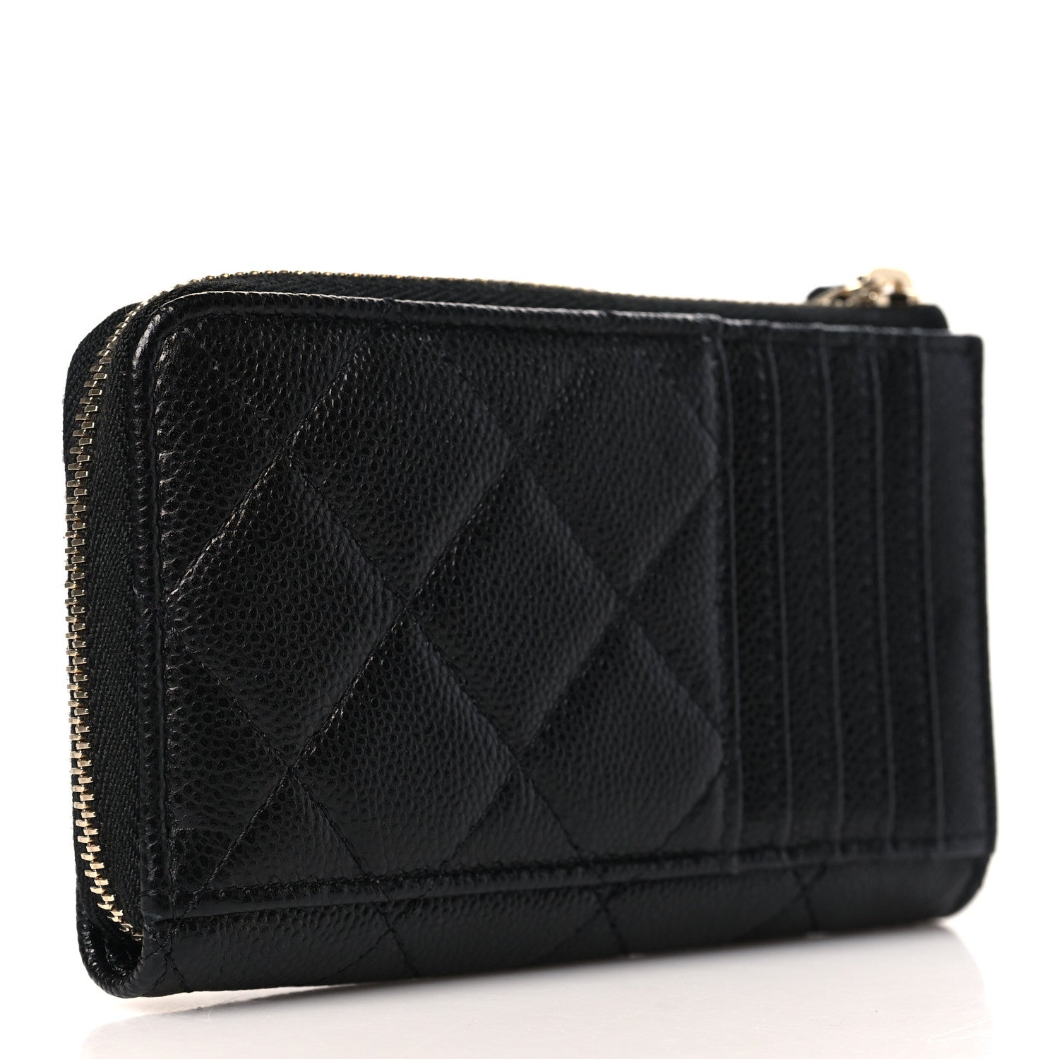 Chanel Caviar Quilted CC Zip Around Card Holder Black 5 of 15