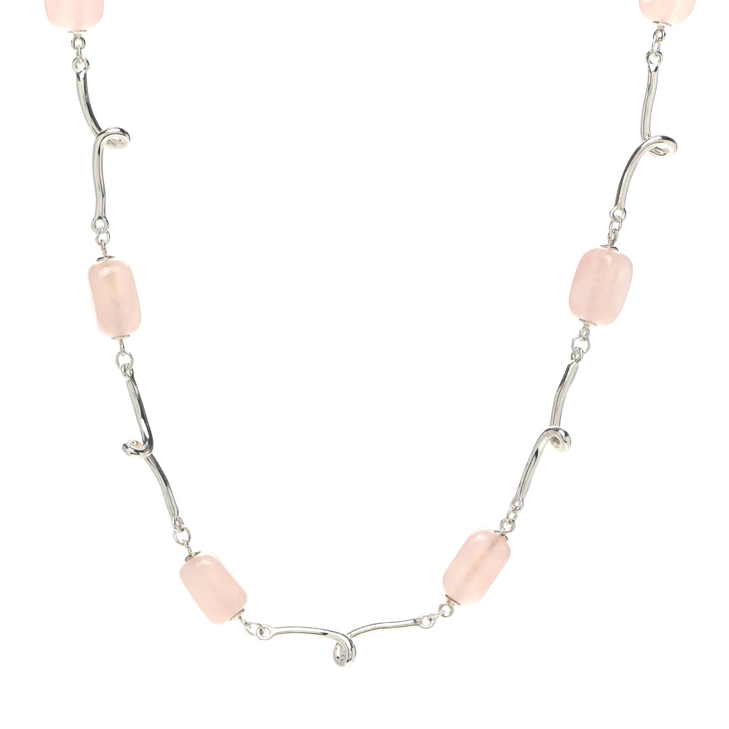 Sterling Silver Rose Quartz Twirl Necklace