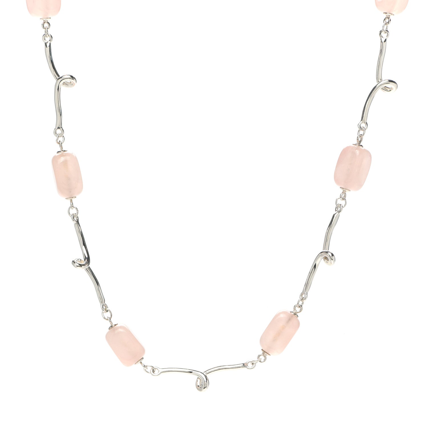 Tiffany Sterling Silver Rose Quartz Twirl Necklace 1 of 5