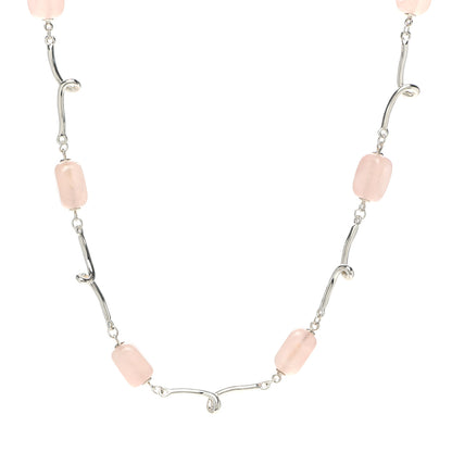 Tiffany Sterling Silver Rose Quartz Twirl Necklace 1 of 5
