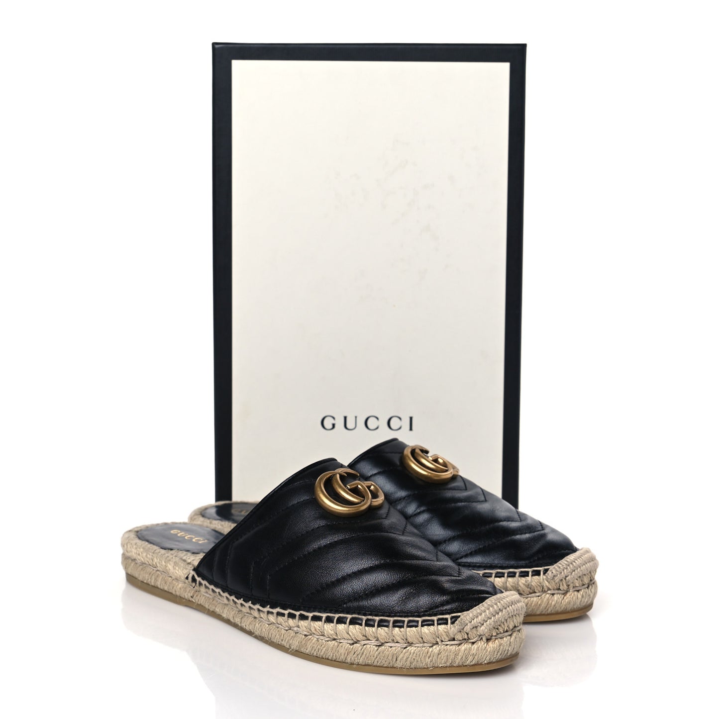 Nappa Matelasse GG Marmont Espadrille Slippers 38.5 Black