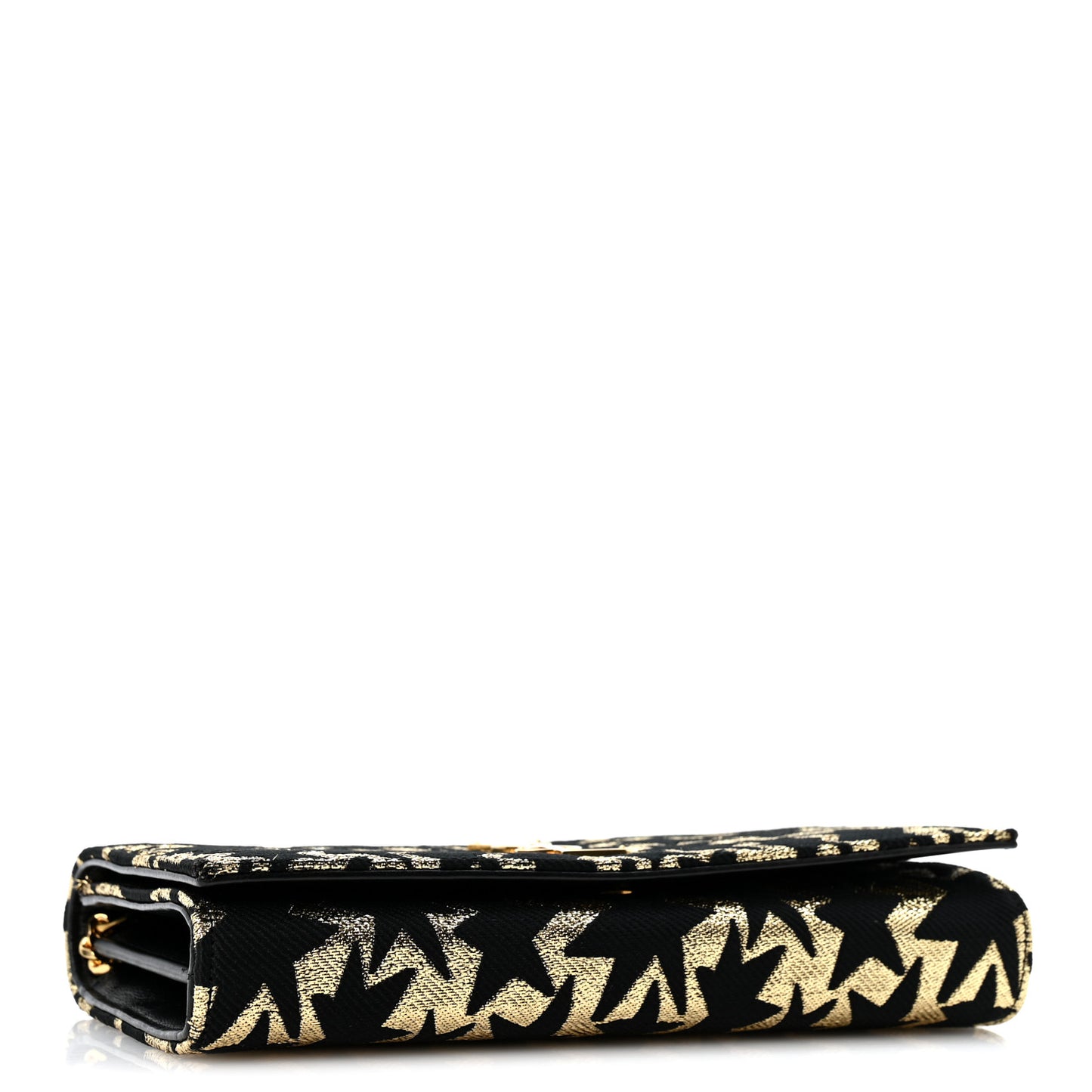 Canvas Star Print Monogram Chain Wallet Gold Black