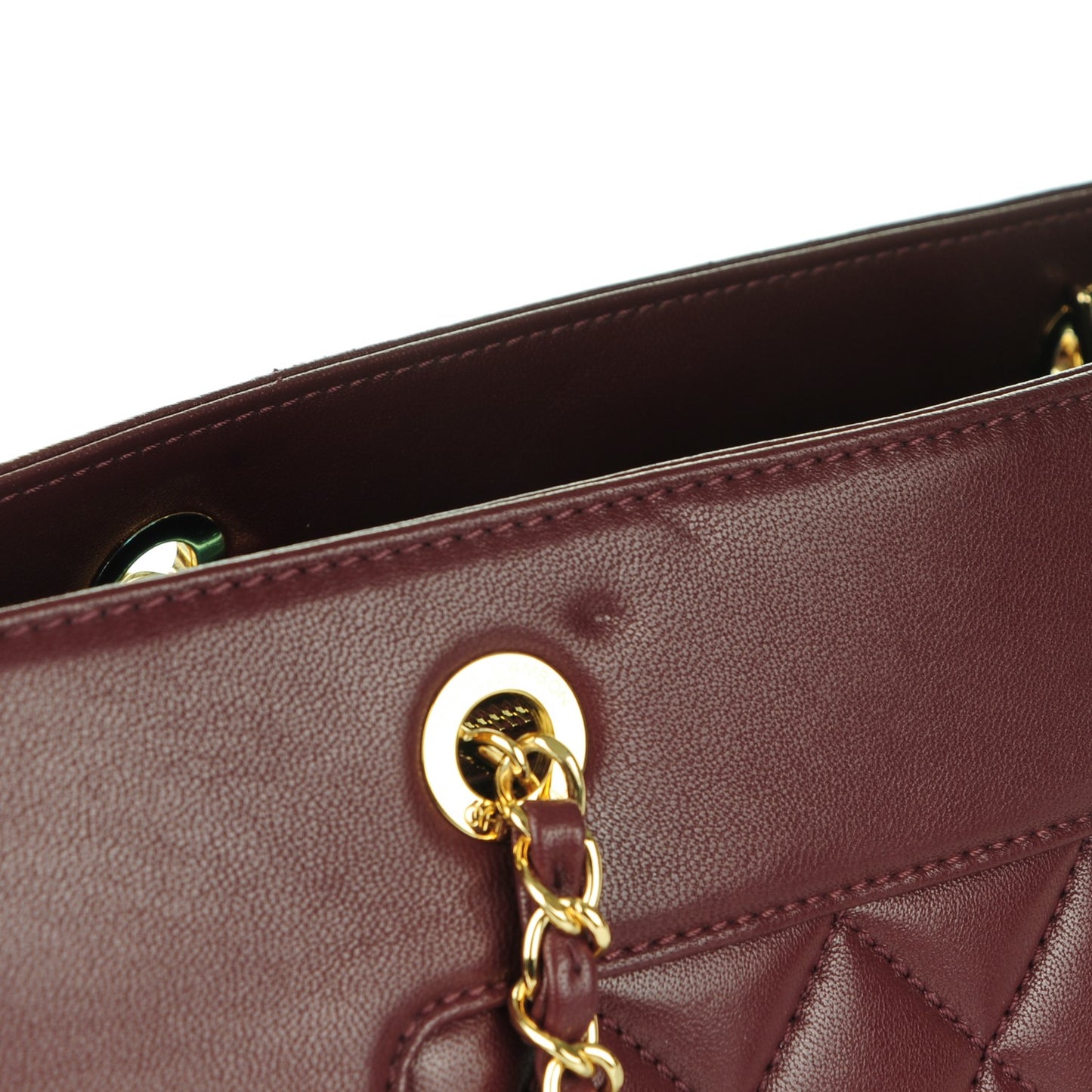 Sheepskin Quilted Mademoiselle Vintage Shopping Tote Burgundy