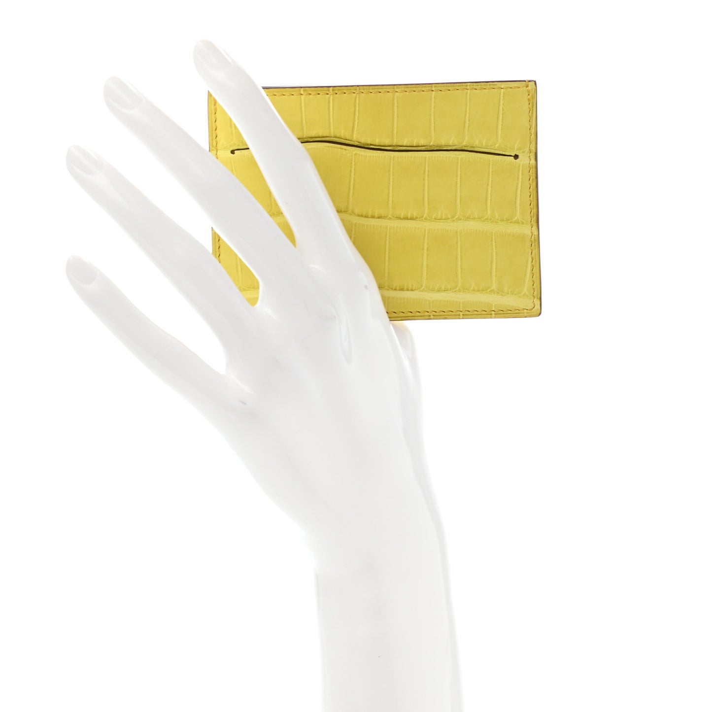 Matte Alligator Petit H Card Case Mimosa