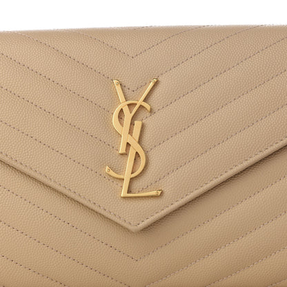 Saint Laurent Grain De Poudre Matelasse Chevron Monogram Chain Wallet Nude Powder 8 of 9