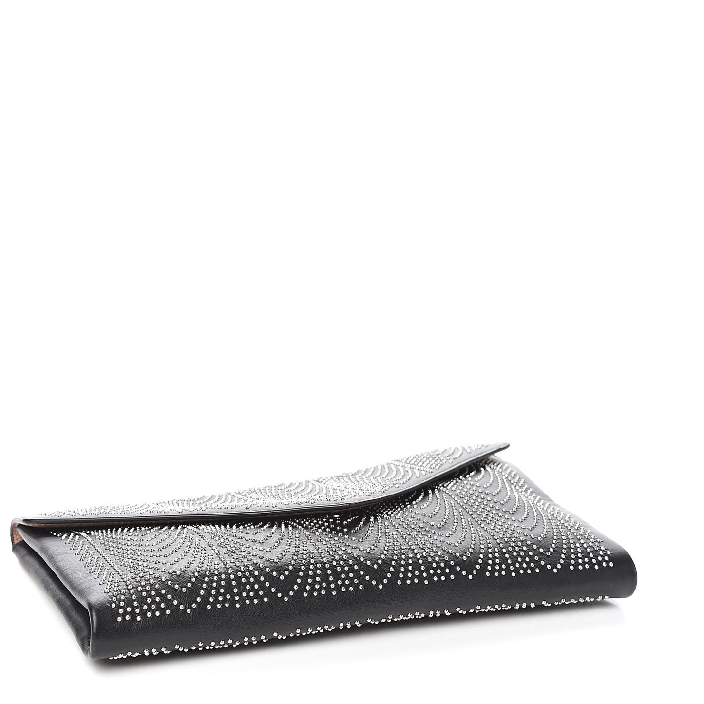 Calfskin Studded Envelope Clutch Black