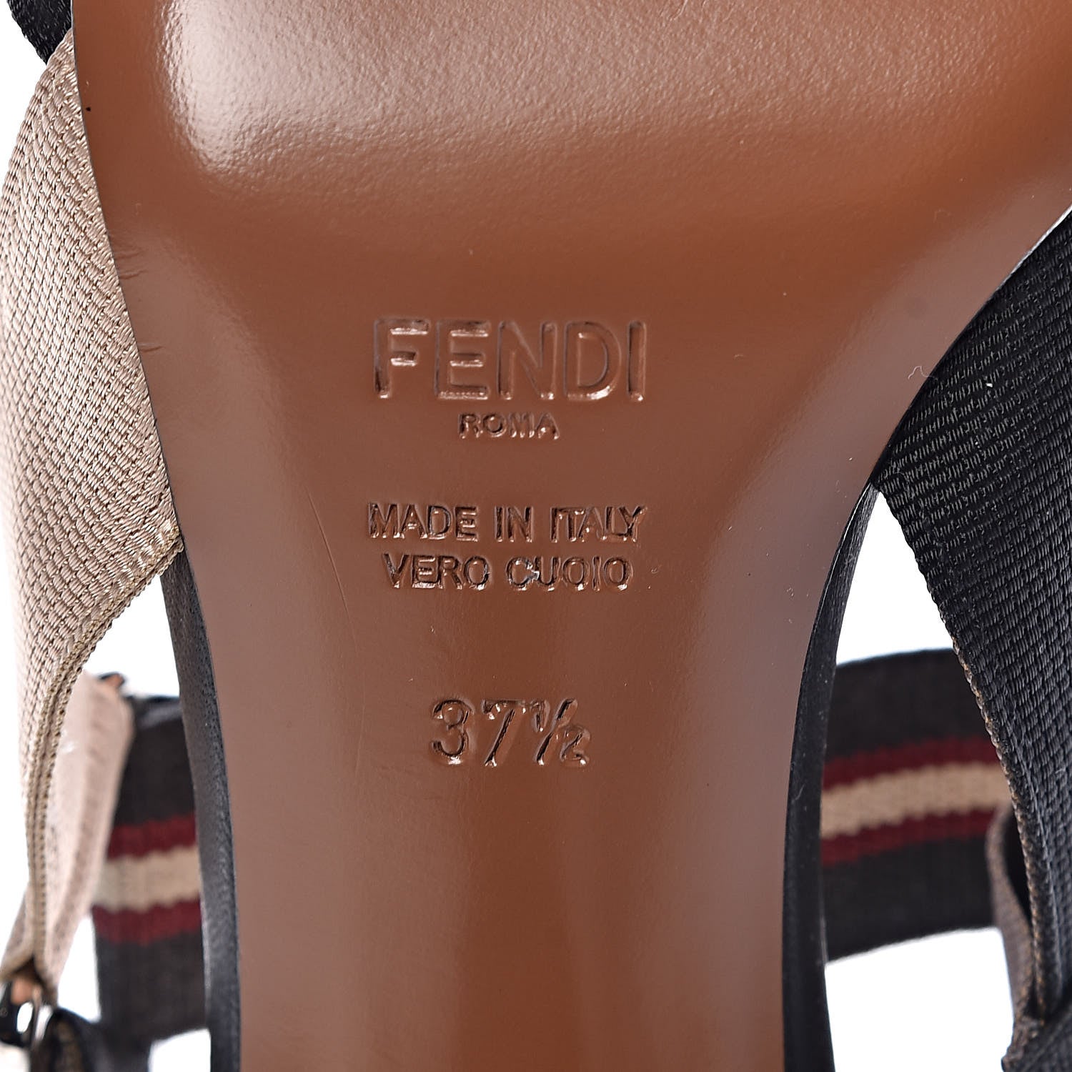 Fendi Technical Mesh Colibri 85mm Slingback Sandals 37.5 Black Multicolor 7 of 9