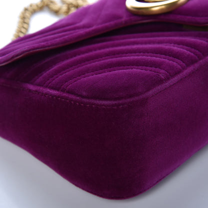 Gucci Velvet Matelasse Small GG Marmont Shoulder Bag Fuchsia Violet Cyclamen 9 of 12