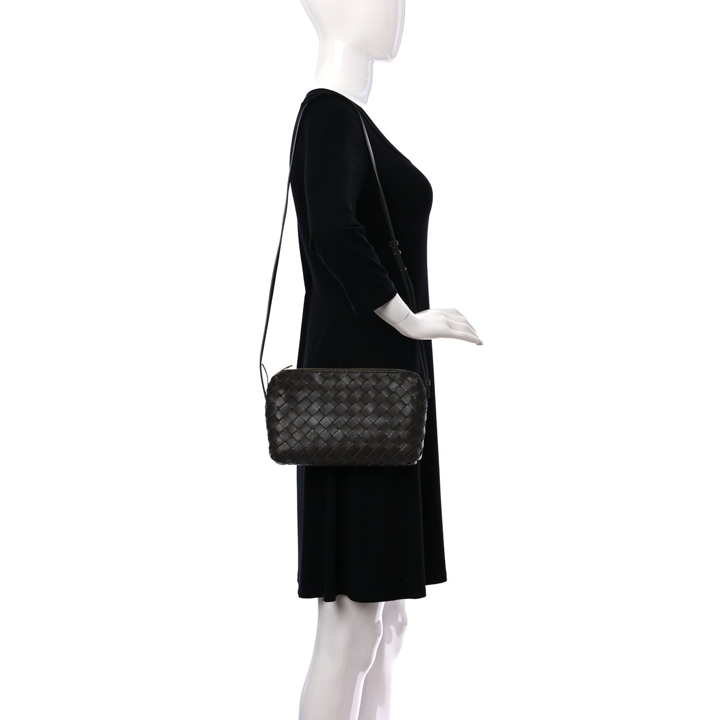Nappa Intrecciato Crossbody Light Graphite