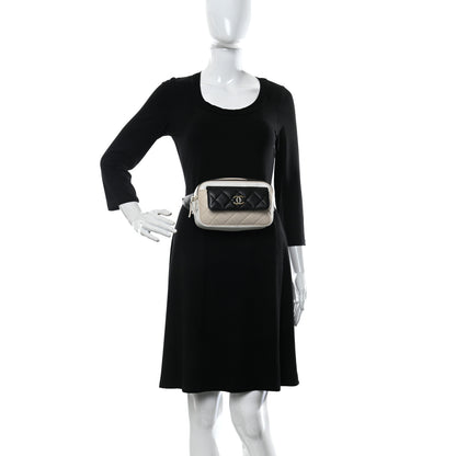Chanel Goatskin Quilted Waist Bag Beige White Black 2 of 11