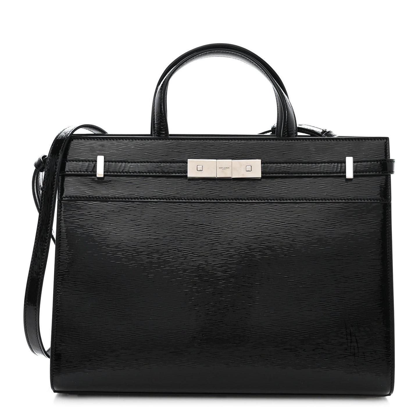 Patent Small Manhattan Shopper Tote Black