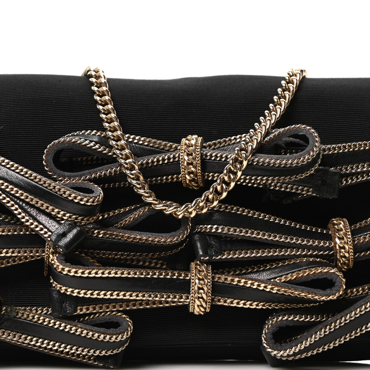 Satin Bow Sasha Chain Clutch Black