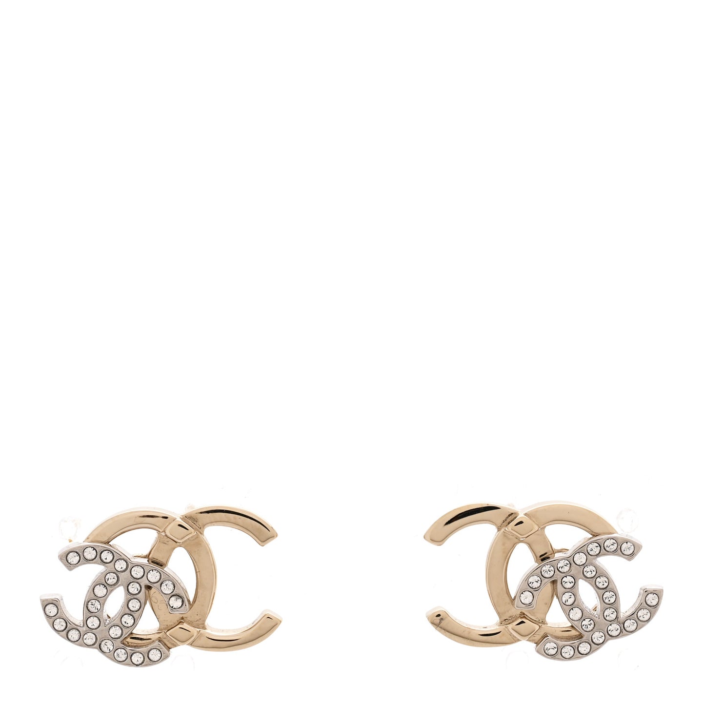 Crystal Double CC Earrings Gold Silver