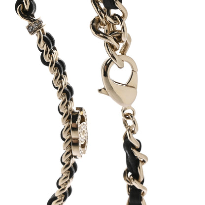 Chanel Metal Lambskin Crystal CC Choker Necklace Black Gold 5 of 7