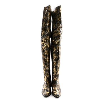 Chanel Laminated Goatskin Over the Knee Boots 40 Bronze 2 of 11