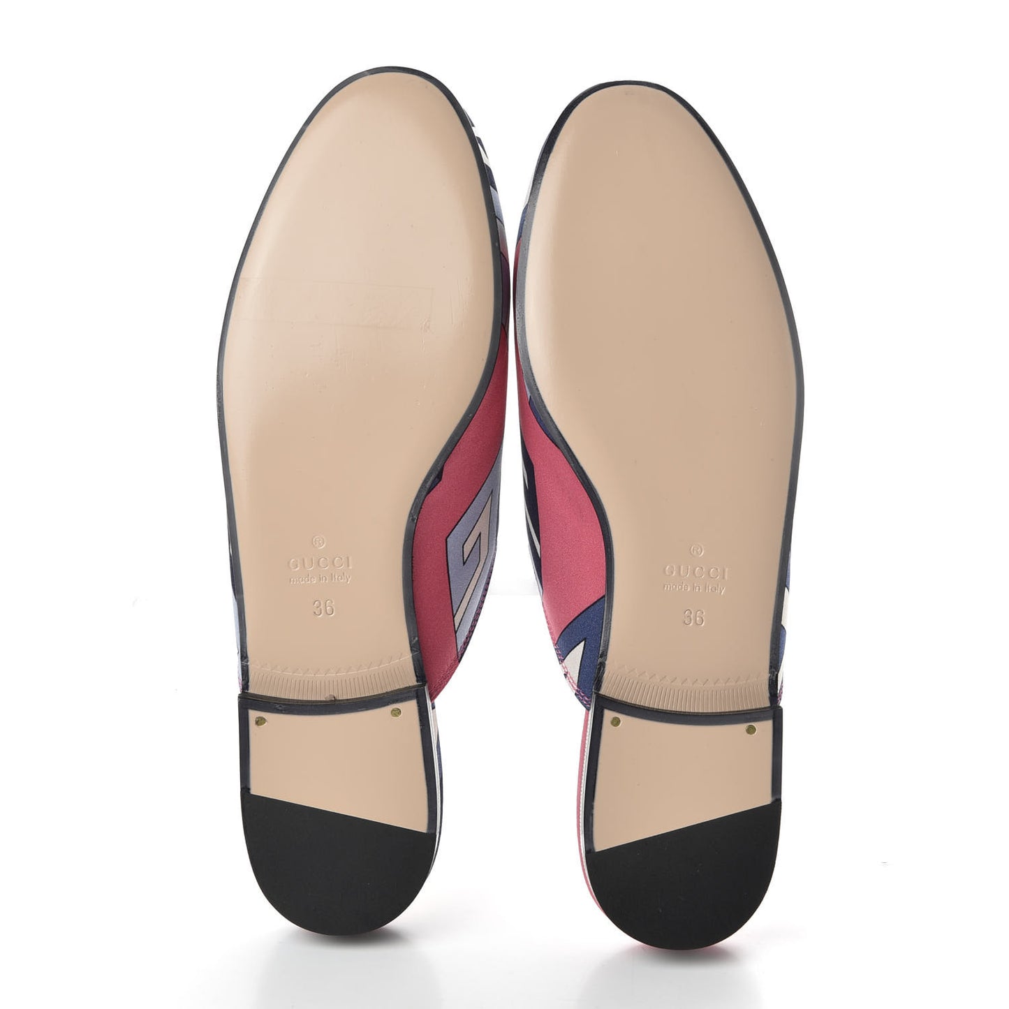 Satin GG Wallpaper Womens Princetown Slippers 36 Pink Flamboyant Blue Black