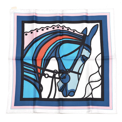 Hermes Silk Robe Du Soir Pop Pocket Square Blanc Bleu Grenade 1 of 5