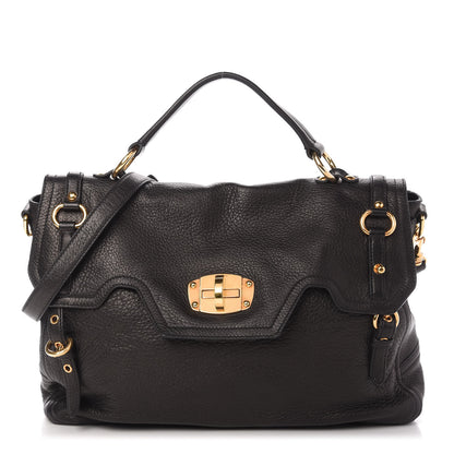 Miu Miu Cervo East-West Flap Satchel Black 1 of 9