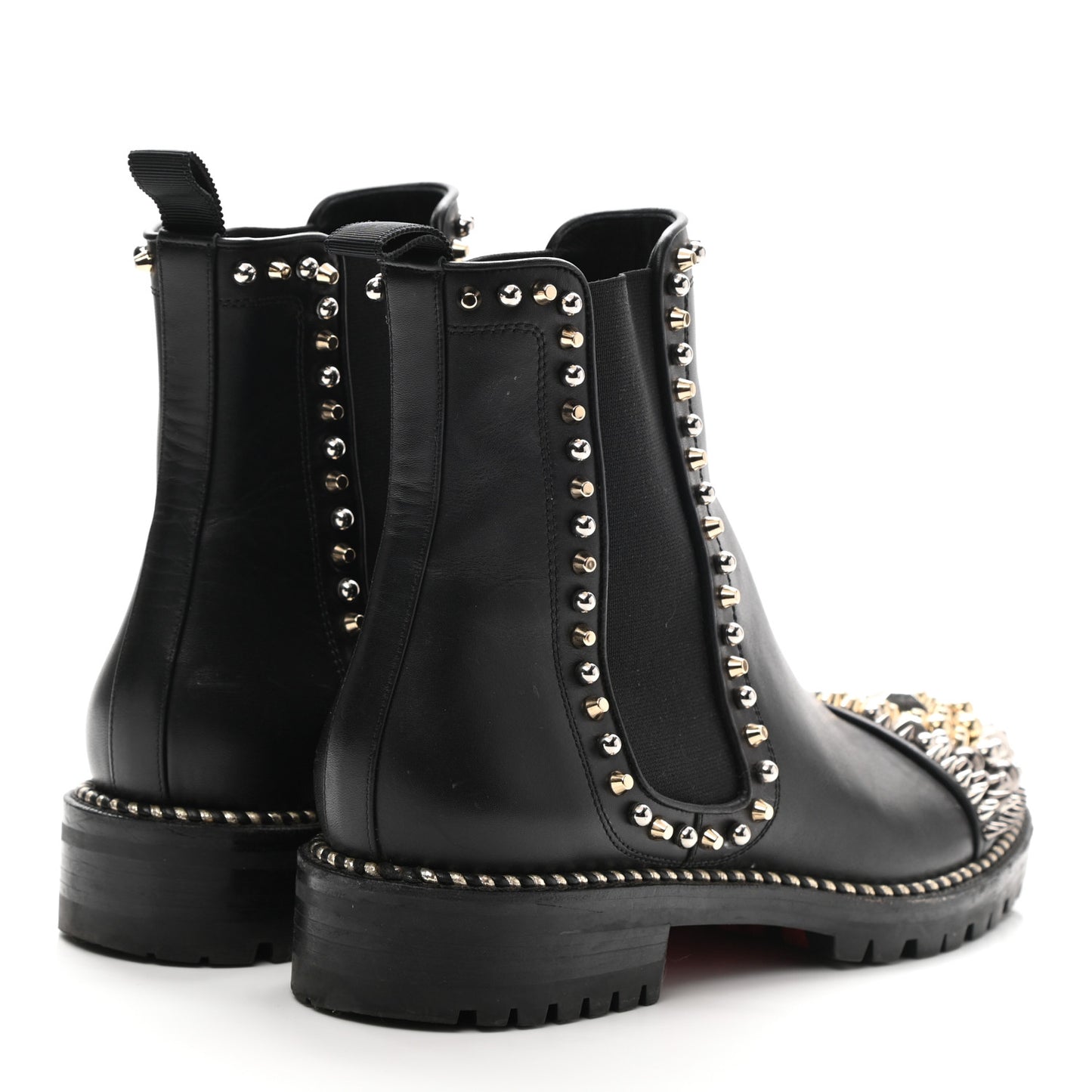 Calfskin Studded Chasse A Clou Flat Chelsea Boots 40 Black