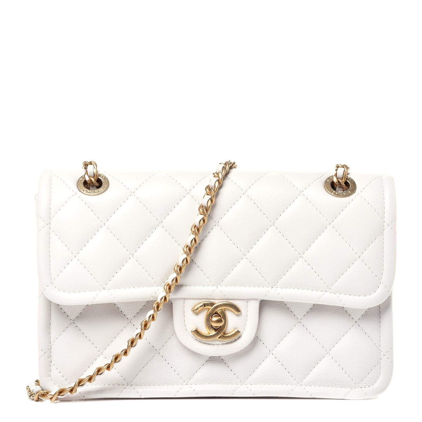 Caviar Quilted Medium Sweet Classic Flap White