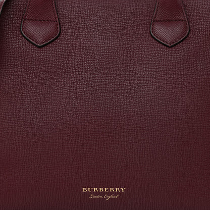 Burberry Grainy Calfskin House Check Medium Banner Tote Mahogany Red 10 of 13