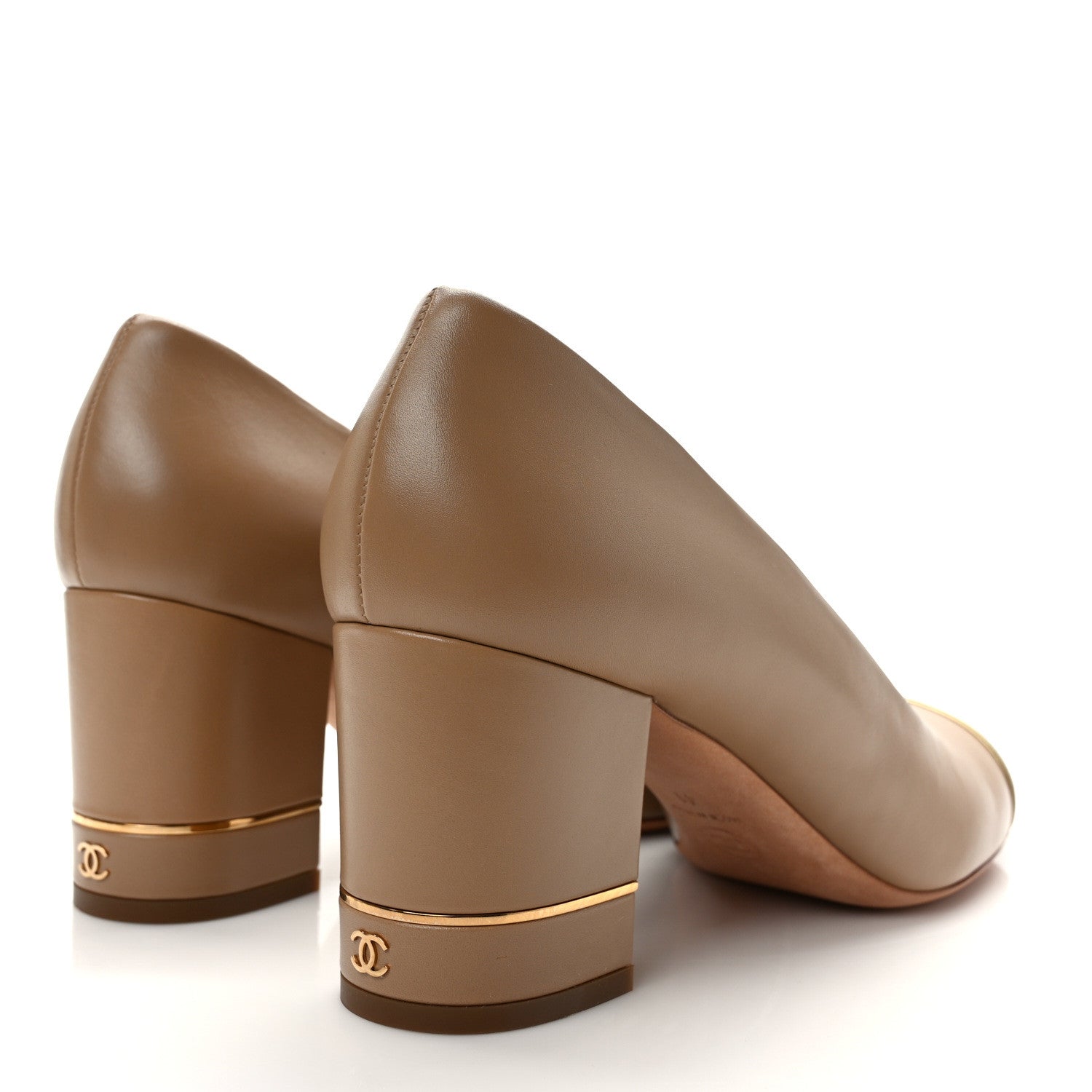 Chanel Lambskin Patent Cap Toe Pumps 41 Beige White 4 of 9