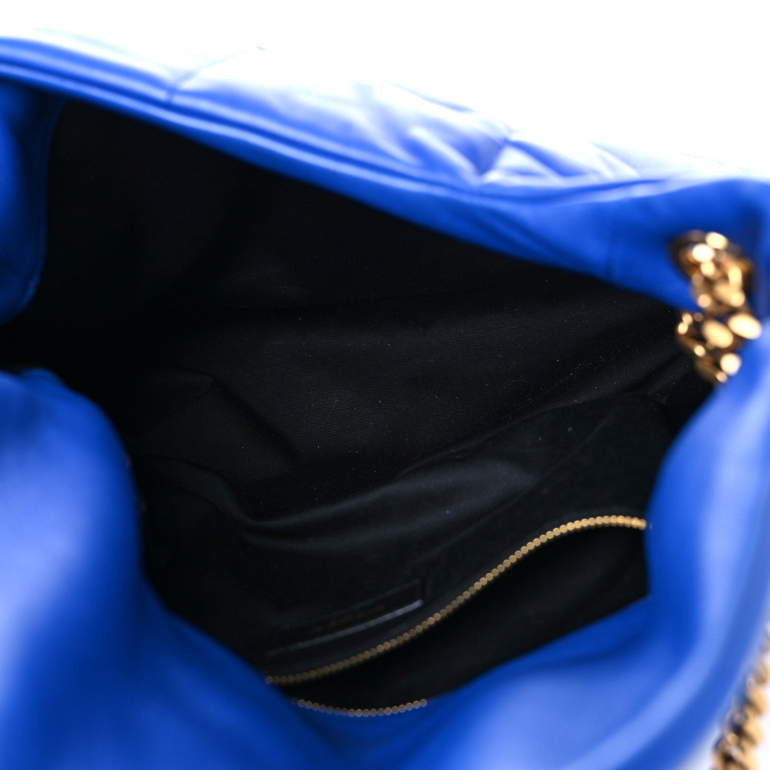 Saint Laurent Lambskin Quilted Medium Loulou Puffer Monogram Chain Satchel Majorele Blue 5 of 13