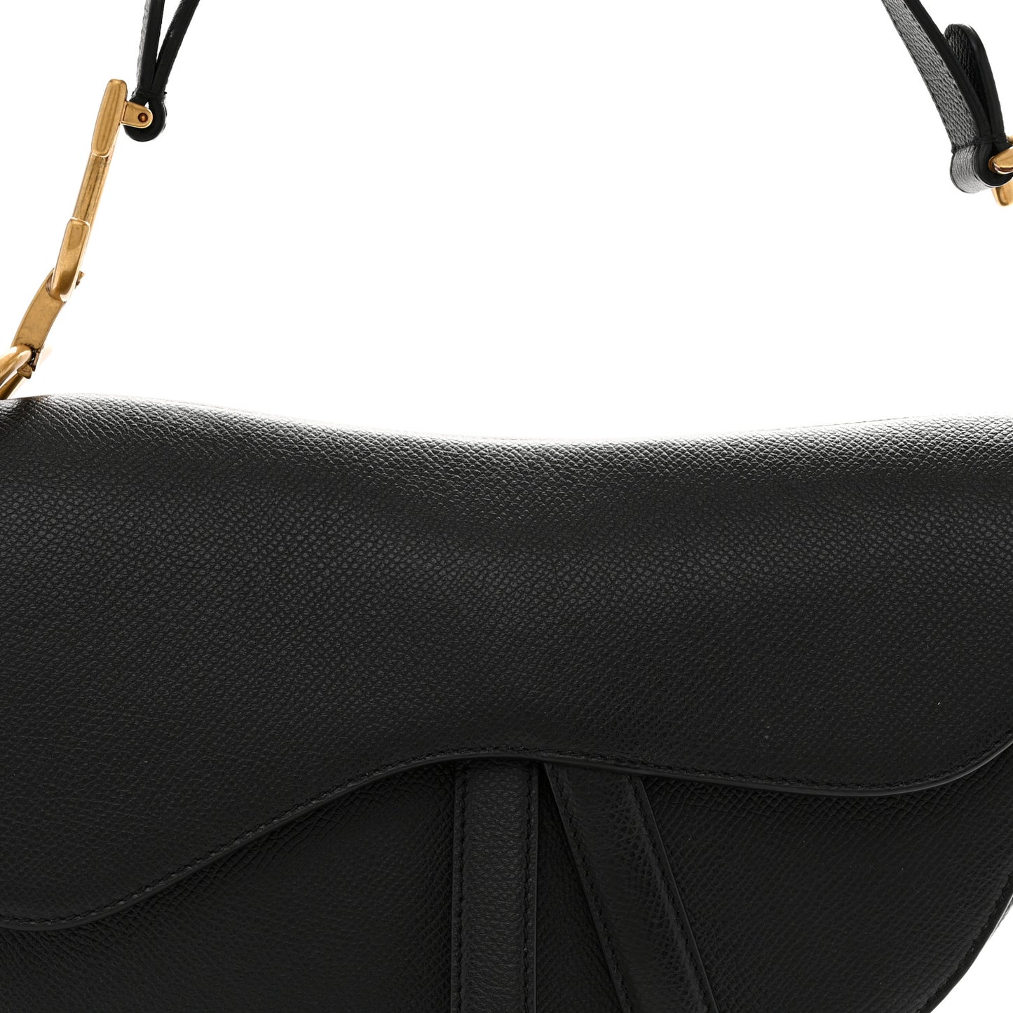 Grained Calfskin Saddle Bag Black