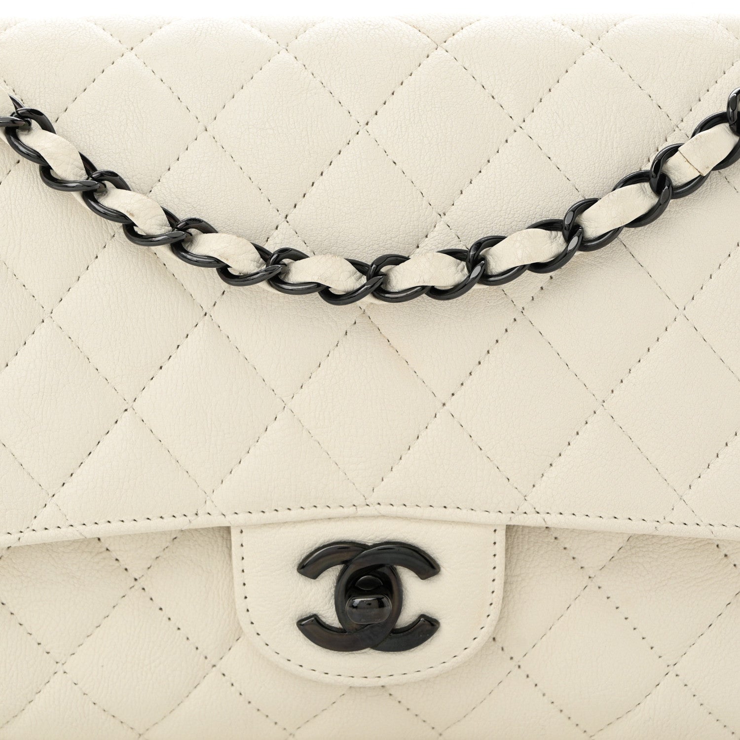 Chanel Crumpled Calfskin Quilted Medium Double Flap White 8 of 12