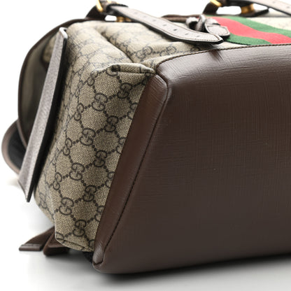 Gucci GG Supreme Monogram Medium Ophidia Double Buckle Backpack Brown 9 of 12