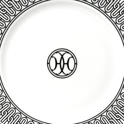 Hermes Porcelain H Deco Dessert Plates Set of 2 Black White 6 of 7