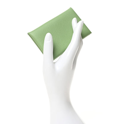 Hermes Epsom Calvi Card Case Vert Criquet 2 of 9