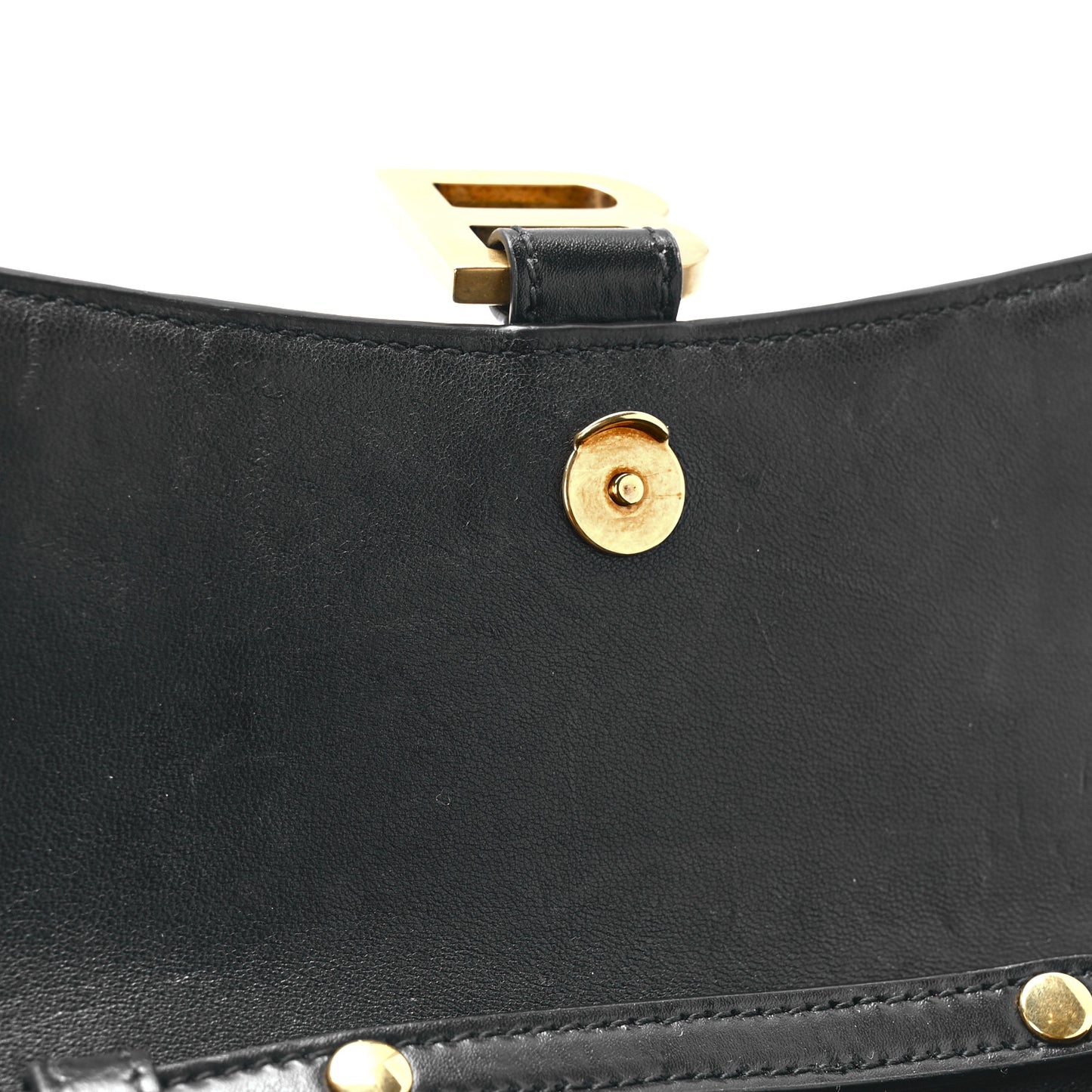 Shiny Box Calfskin Hourglass Chain Bag Black