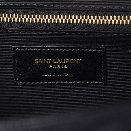 Saint Laurent Grain De Poudre Matelasse Chevron Large Monogram Satchel Black 6 of 8
