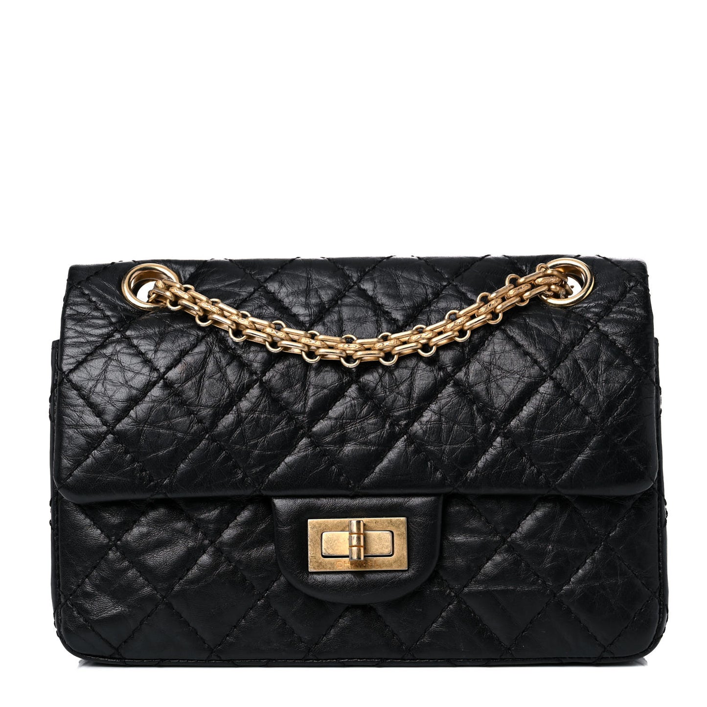 Aged Calfskin Quilted 2.55 Reissue Mini Flap Black