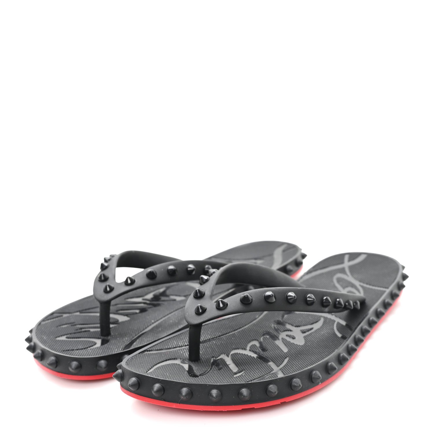 Christian Louboutin Rubber Spike Loubi Donna Flip Flop 39 Black 4 of 7