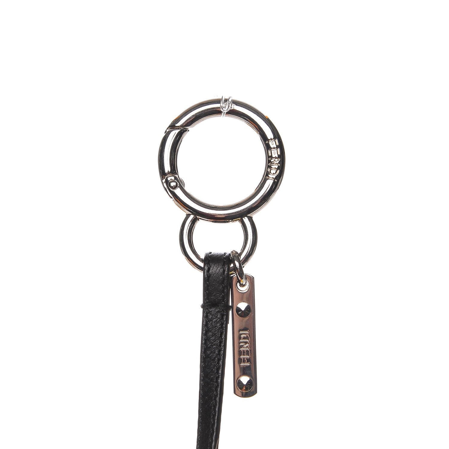 Fendi Fox Mink Goat Fur Mini Karlito Bag Charm White Black Flamingo 5 of 6