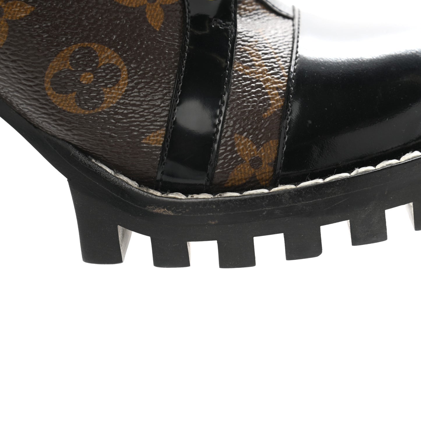 Patent Calfskin Monogram Star Trail Ankle Boots 38.5 Black