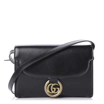 Gucci Textured Calfskin Small Torchon GG Ring Shoulder Bag Black 1 of 9
