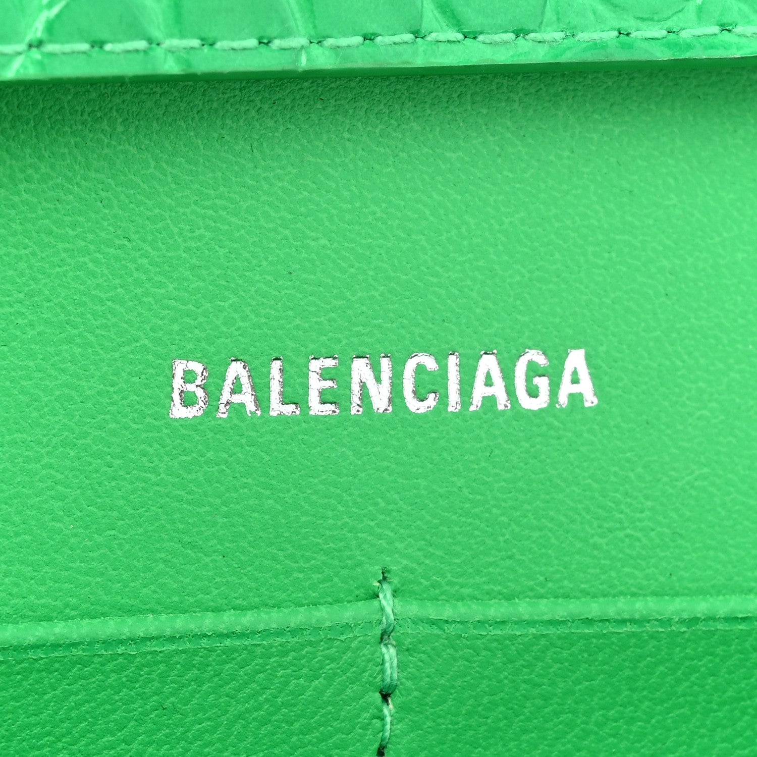 Balenciaga Shiny Calfskin Tonal B Crocodile Embossed Hourglass Chain Bag Vivid Green 6 of 14