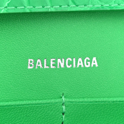 Balenciaga Shiny Calfskin Tonal B Crocodile Embossed Hourglass Chain Bag Vivid Green 6 of 14
