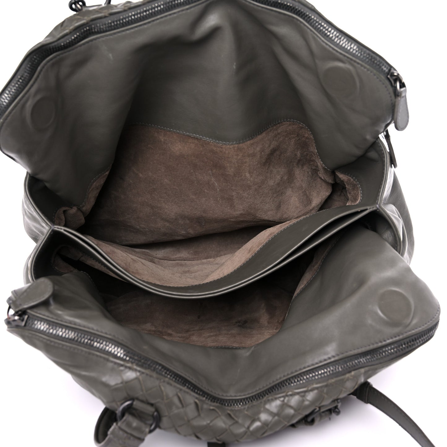 Calfskin Intrecciato Large Leggero Tote Kaki Fondente