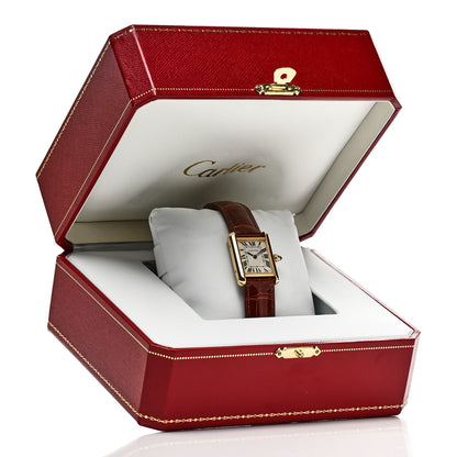 Cartier 18K Yellow Gold Alligator 22mm Tank Louis Quartz Watch Brown 5 of 5