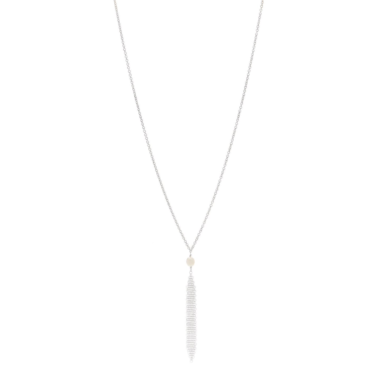 Sterling Silver Pearl Elsa Peretti Mesh Pendant Necklace