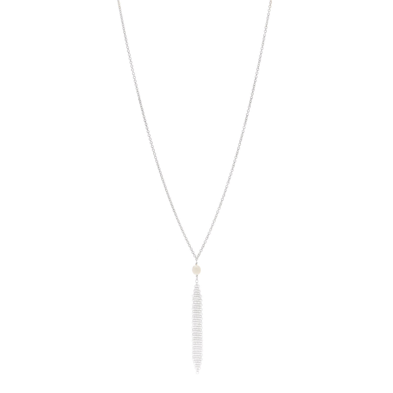 Tiffany Sterling Silver Pearl Elsa Peretti Mesh Pendant Necklace 1 of 5
