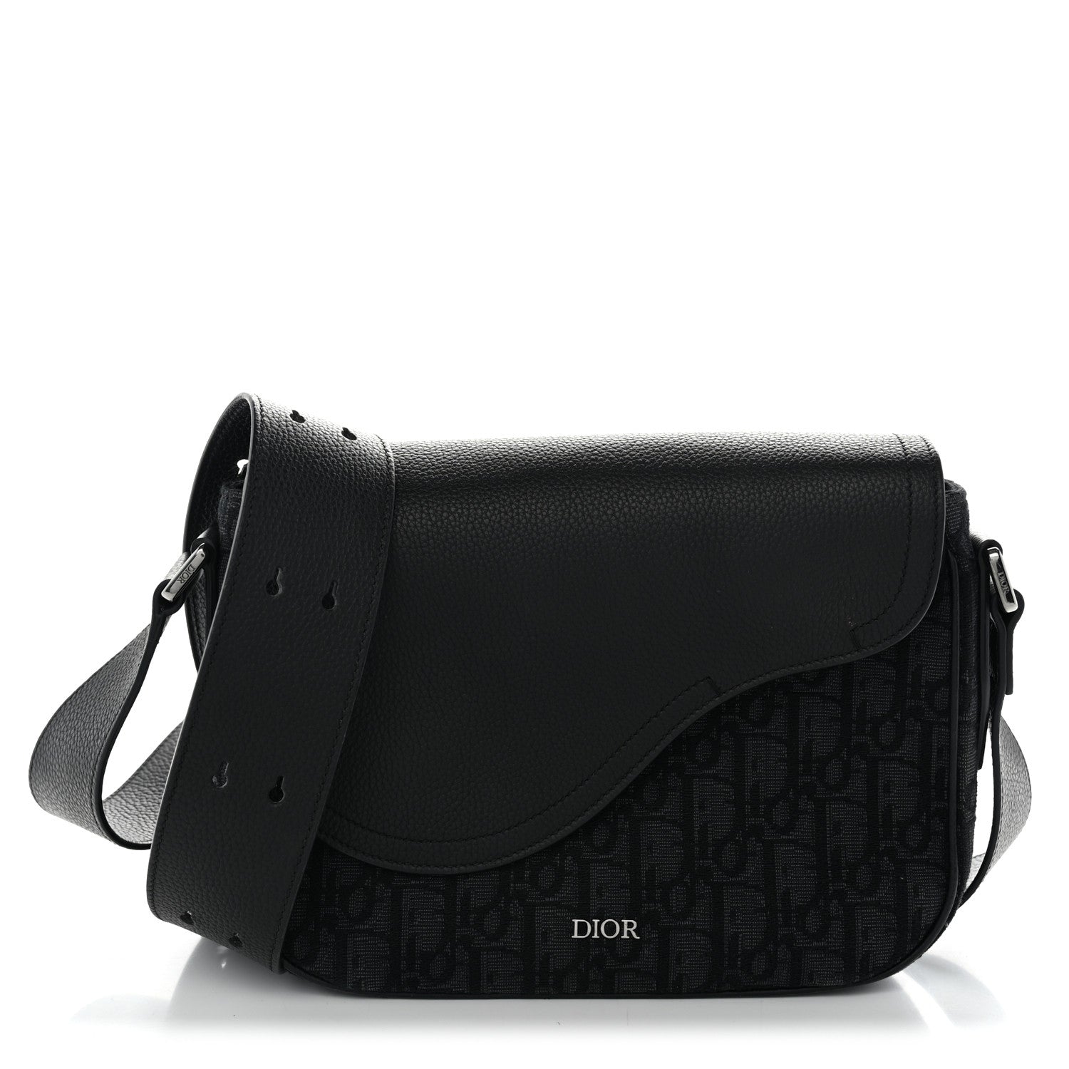 Christian Dior Grained Calfskin Oblique Mini Saddle Messenger Black 1 of 11